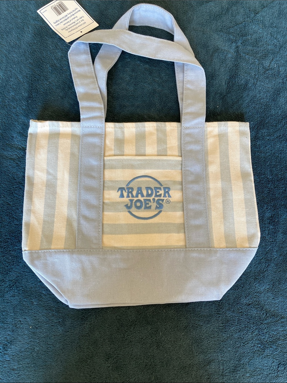 Trader Joe's Striped mini Canvas Tote in Light Blue
